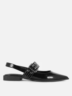 Flache Schuhe|Primark Slingback-Ballerinas Mit Schnalle Schwarz