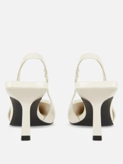 Gothic-Kleidung|Heels|Primark Slingback-Pumps Mit Kitten-Heel Ecrufarben