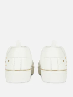 Sneakers|Primark Sneaker Mit Strassnieten Und Dicker Sohle Weiß