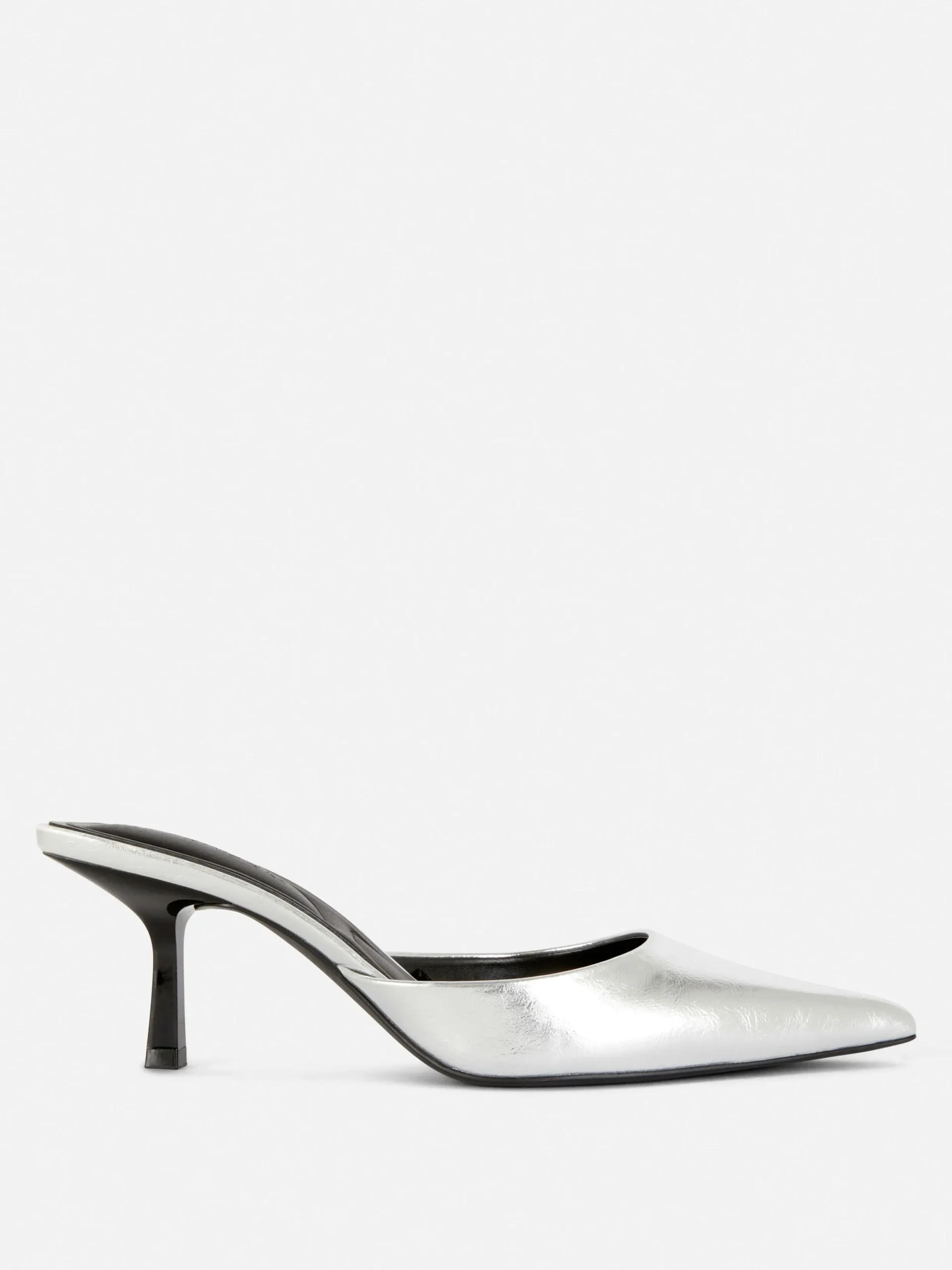 Gothic-Kleidung|Heels|Primark Spitze Mules Mit Absatz Silber
