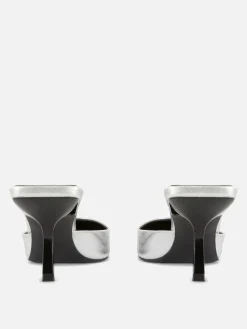 Gothic-Kleidung|Heels|Primark Spitze Mules Mit Absatz Silber