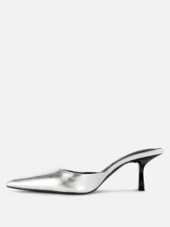 Gothic-Kleidung|Heels|Primark Spitze Mules Mit Absatz Silber