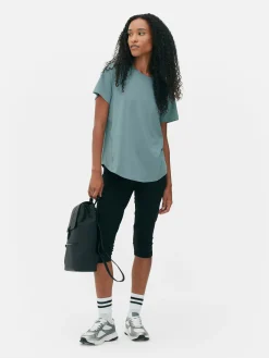 Fitnesskleidung Und Activewear|Primark Sport-T-Shirt Mit Rundhalsausschnitt Dunkelgrün