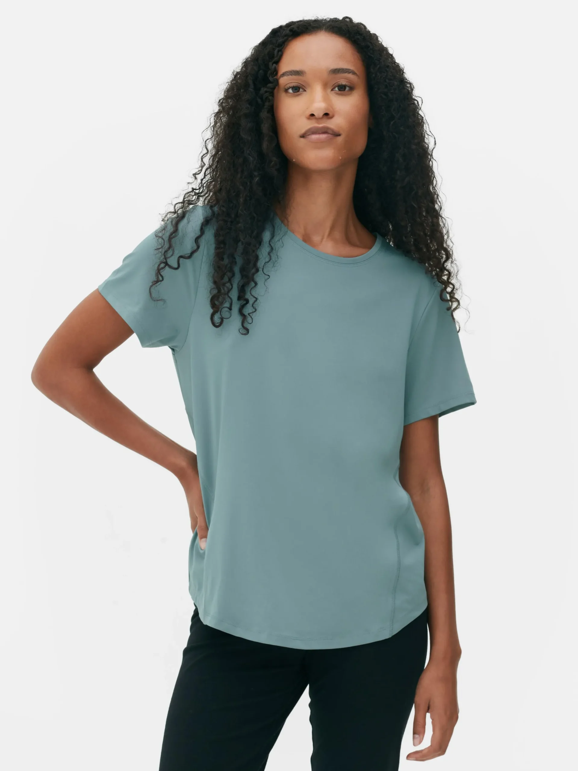 Fitnesskleidung Und Activewear|Primark Sport-T-Shirt Mit Rundhalsausschnitt Dunkelgrün