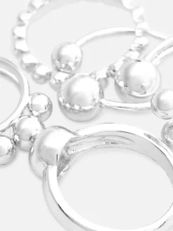 Schmuck|Primark Stapelbare Kugelringe, 5er-Pack Weiß