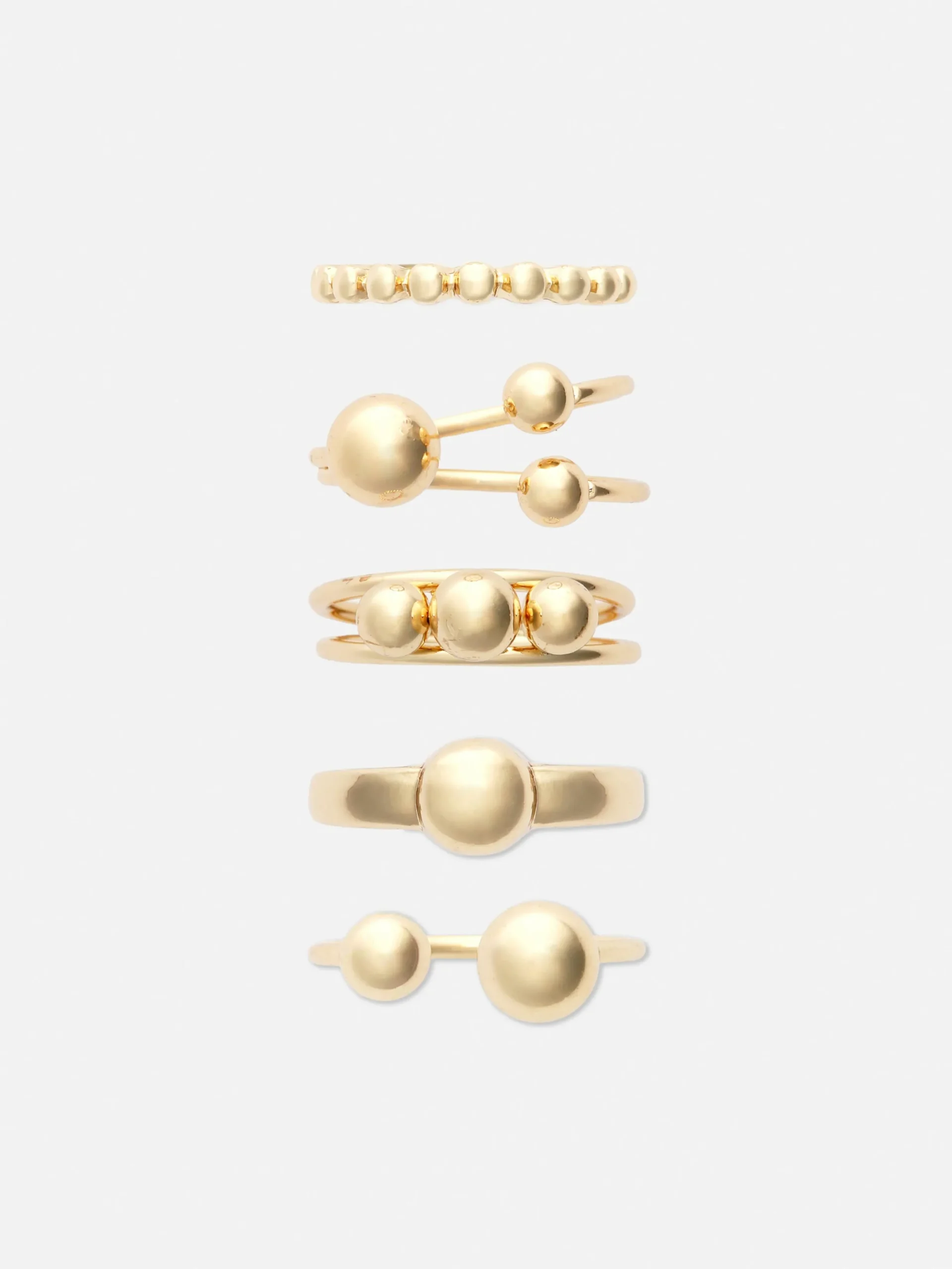 Schmuck|Primark Stapelbare Kugelringe, 5er-Pack Gelb