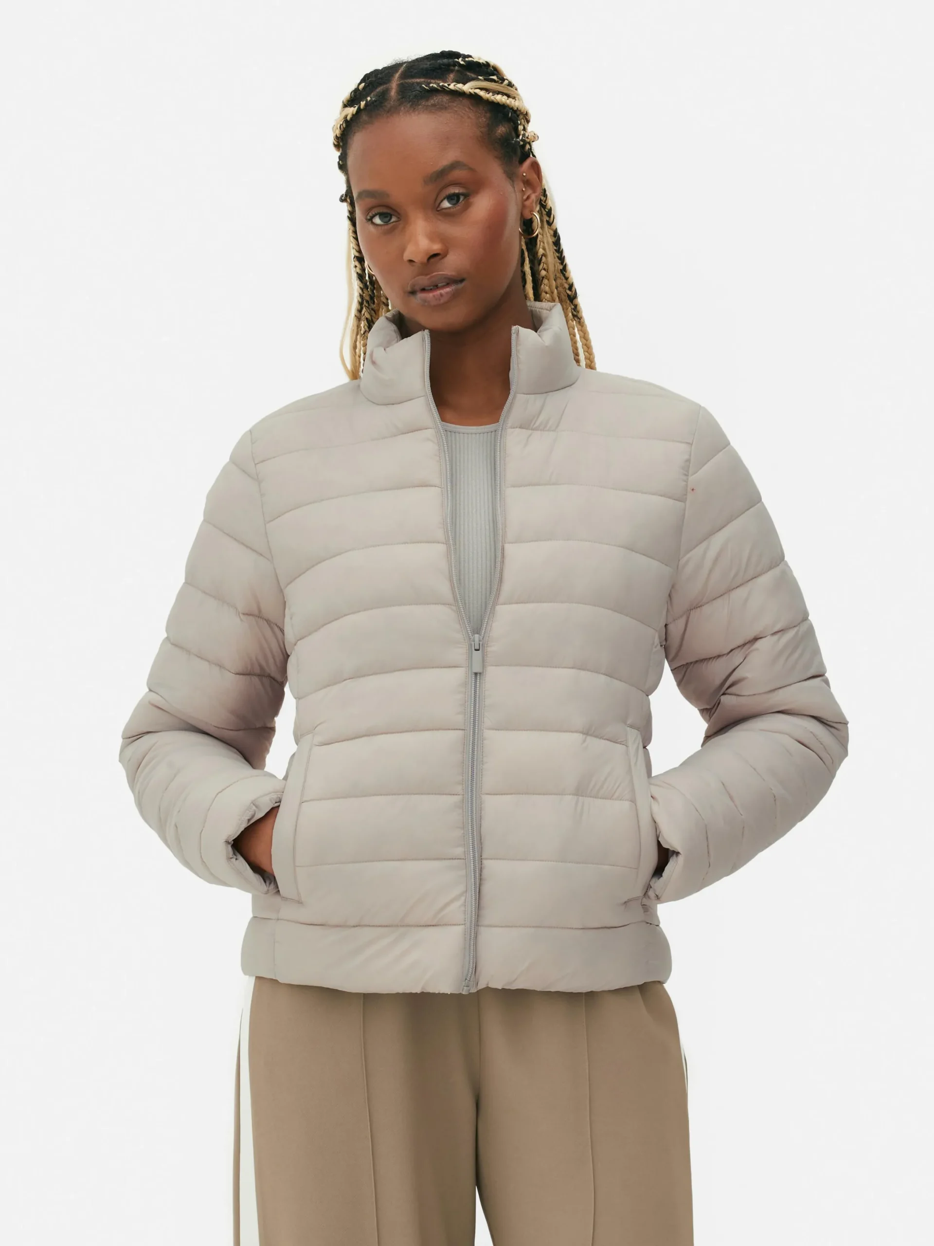 Jacken Und Mäntel|Primark Steppjacke Mit Trichterkragen Naturfarben