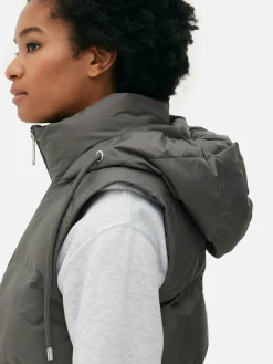 Jacken Und Mäntel|Primark Steppweste Mit Kapuze Anthrazitfarben