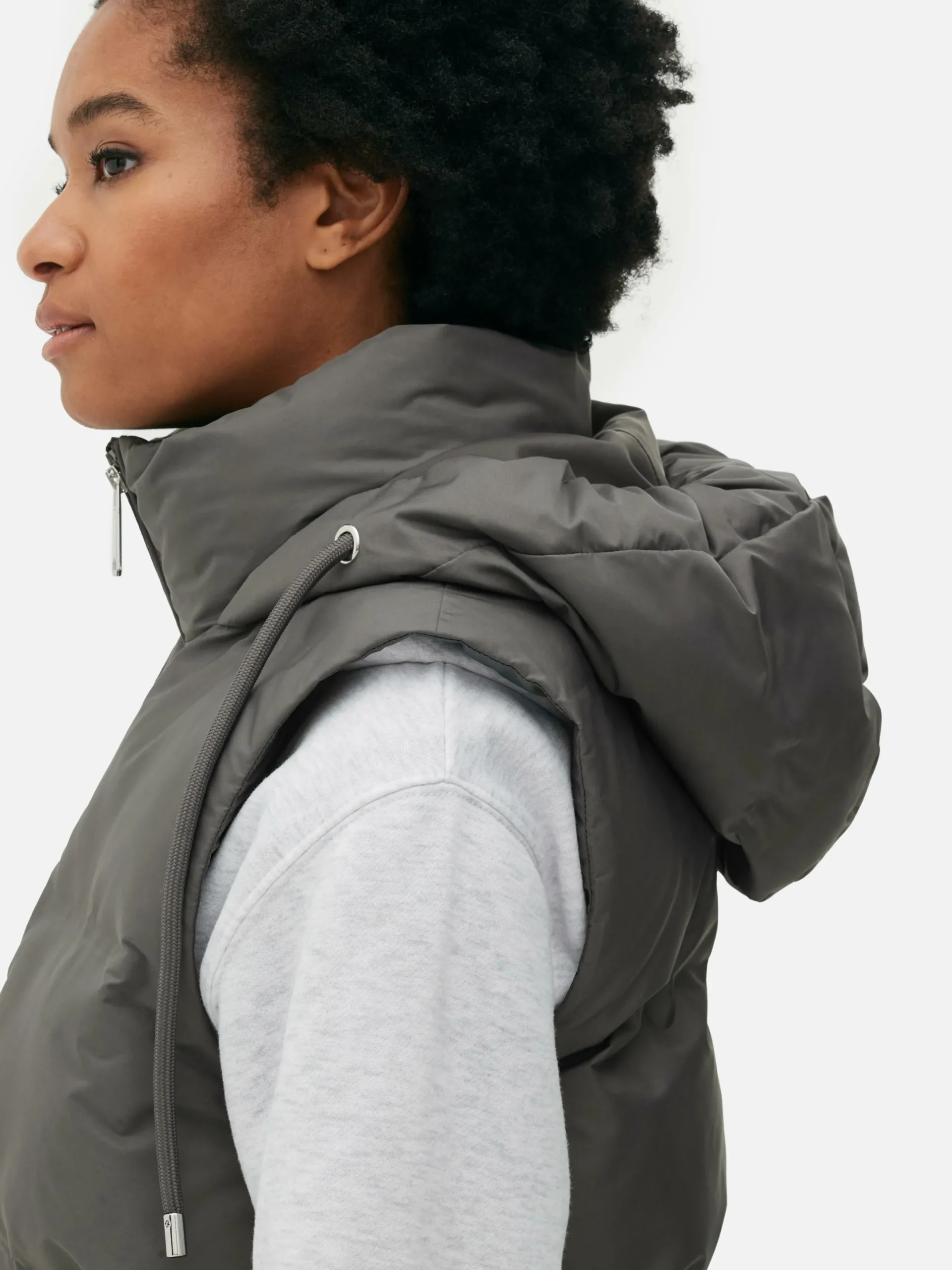Jacken Und Mäntel|Primark Steppweste Mit Kapuze Anthrazitfarben