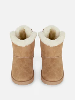 Stiefel Und Gummistiefel|Primark Stiefel Aus Kunstfell Mit Schleife Beige