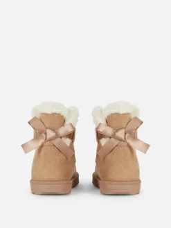 Stiefel Und Gummistiefel|Primark Stiefel Aus Kunstfell Mit Schleife Beige