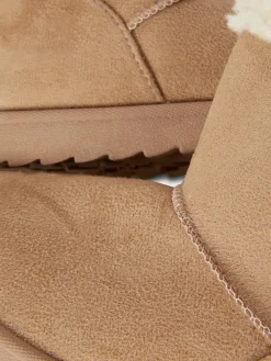 Stiefel Und Gummistiefel|Primark Stiefel Aus Kunstfell Mit Schleife Beige