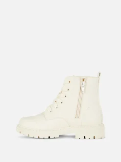 Stiefel Und Gummistiefel|Primark Stiefel Mit Dicker Sohle Und Seitenreißverschluss Cremefarben