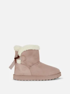 Stiefel Und Gummistiefel|Primark Stiefel Mit Plüschfutter Und Schleife Hinten Rosa