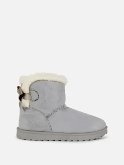 Stiefel Und Gummistiefel|Primark Stiefel Mit Schleife Grau