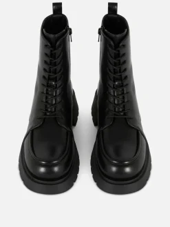 Stiefel|Primark Stiefeletten Mit Apron Toe Und Schnürung Schwarz