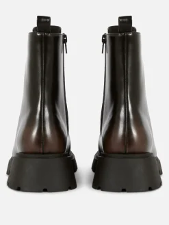 Stiefel|Primark Stiefeletten Mit Apron Toe Und Schnürung Schokoladenbraun