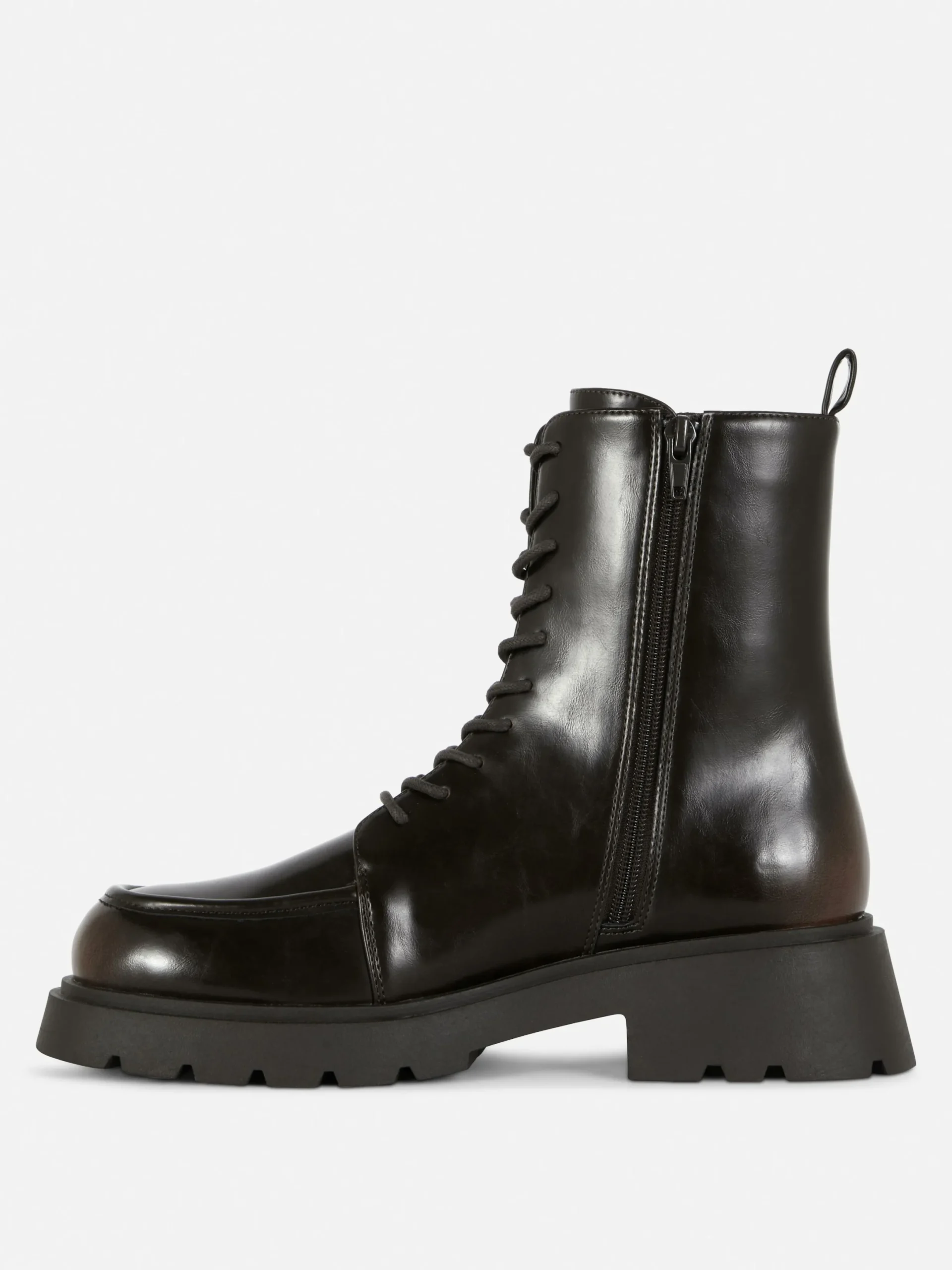 Stiefel|Primark Stiefeletten Mit Apron Toe Und Schnürung Schokoladenbraun