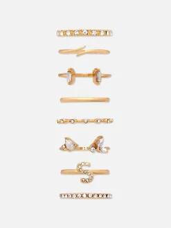 Schmuck|Primark Strassringe Mit Initiale, 8er-Pack Gelb
