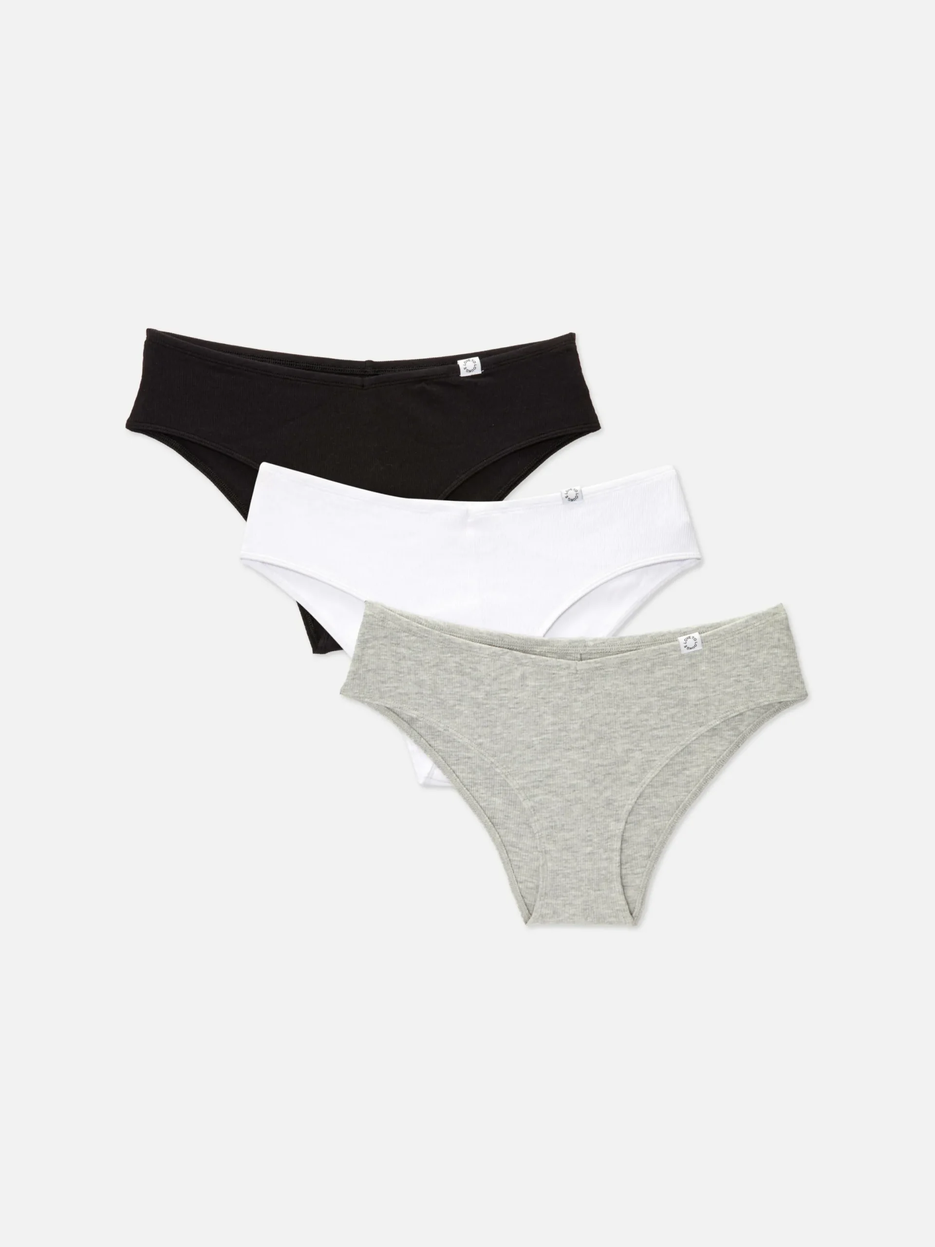 Slips|Primark Stretch-Hipster, 3er-Pack Schwarz/Weiß