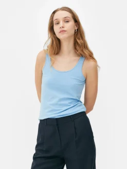 Tops Und T-Shirts|Primark Stretch-Tanktop Mit U-Ausschnitt Blau