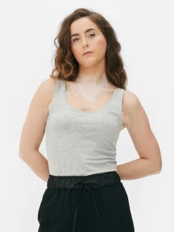 Tops Und T-Shirts|Primark Stretch-Tanktop Mit U-Ausschnitt Grau meliert