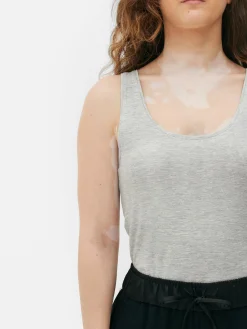 Tops Und T-Shirts|Primark Stretch-Tanktop Mit U-Ausschnitt Grau meliert