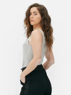 Tops Und T-Shirts|Primark Stretch-Tanktop Mit U-Ausschnitt Grau meliert