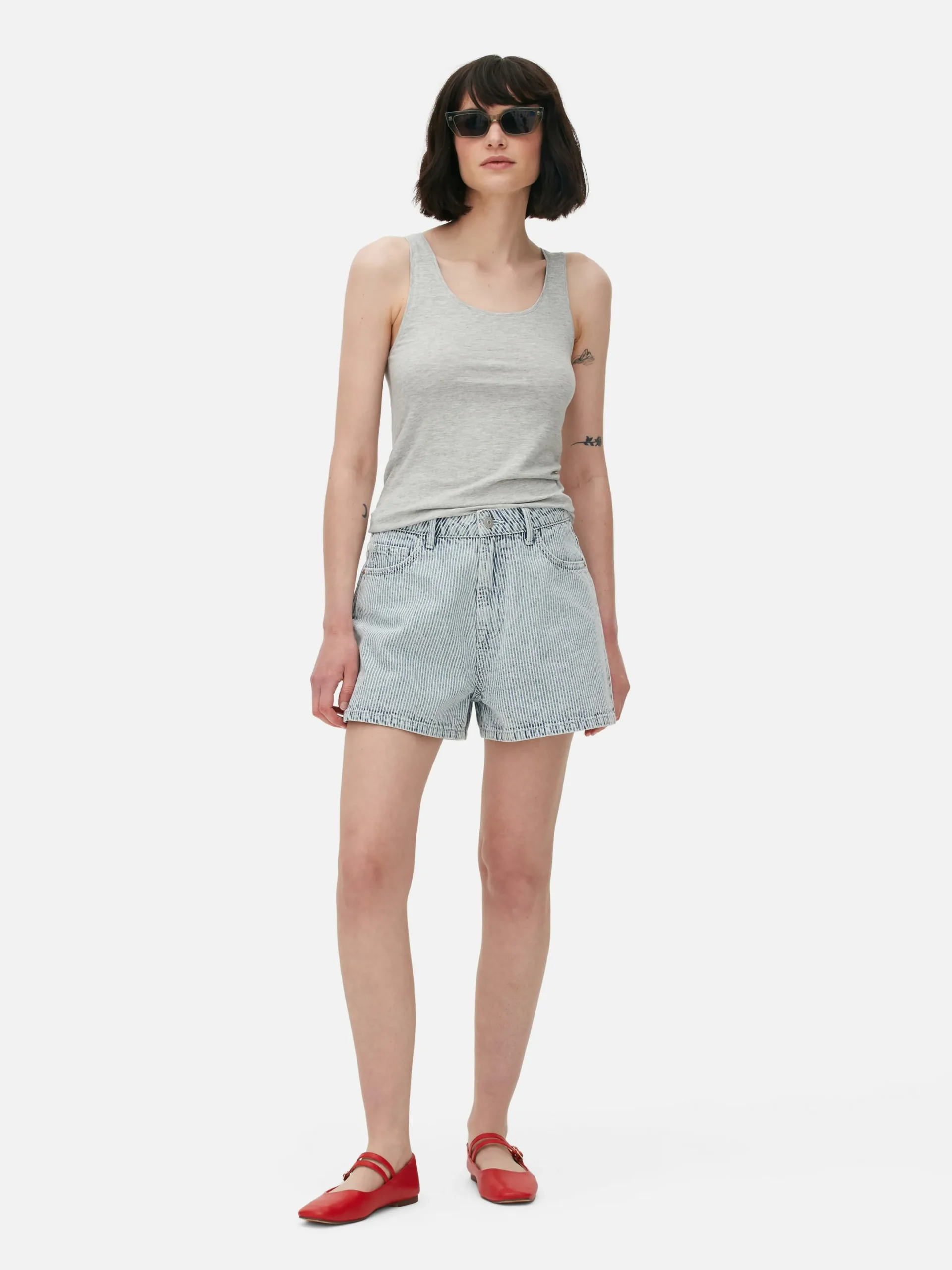 Tops Und T-Shirts|Primark Stretch-Trägertop Mit U-Ausschnitt Grau meliert