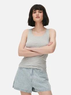 Tops Und T-Shirts|Primark Stretch-Trägertop Mit U-Ausschnitt Grau meliert