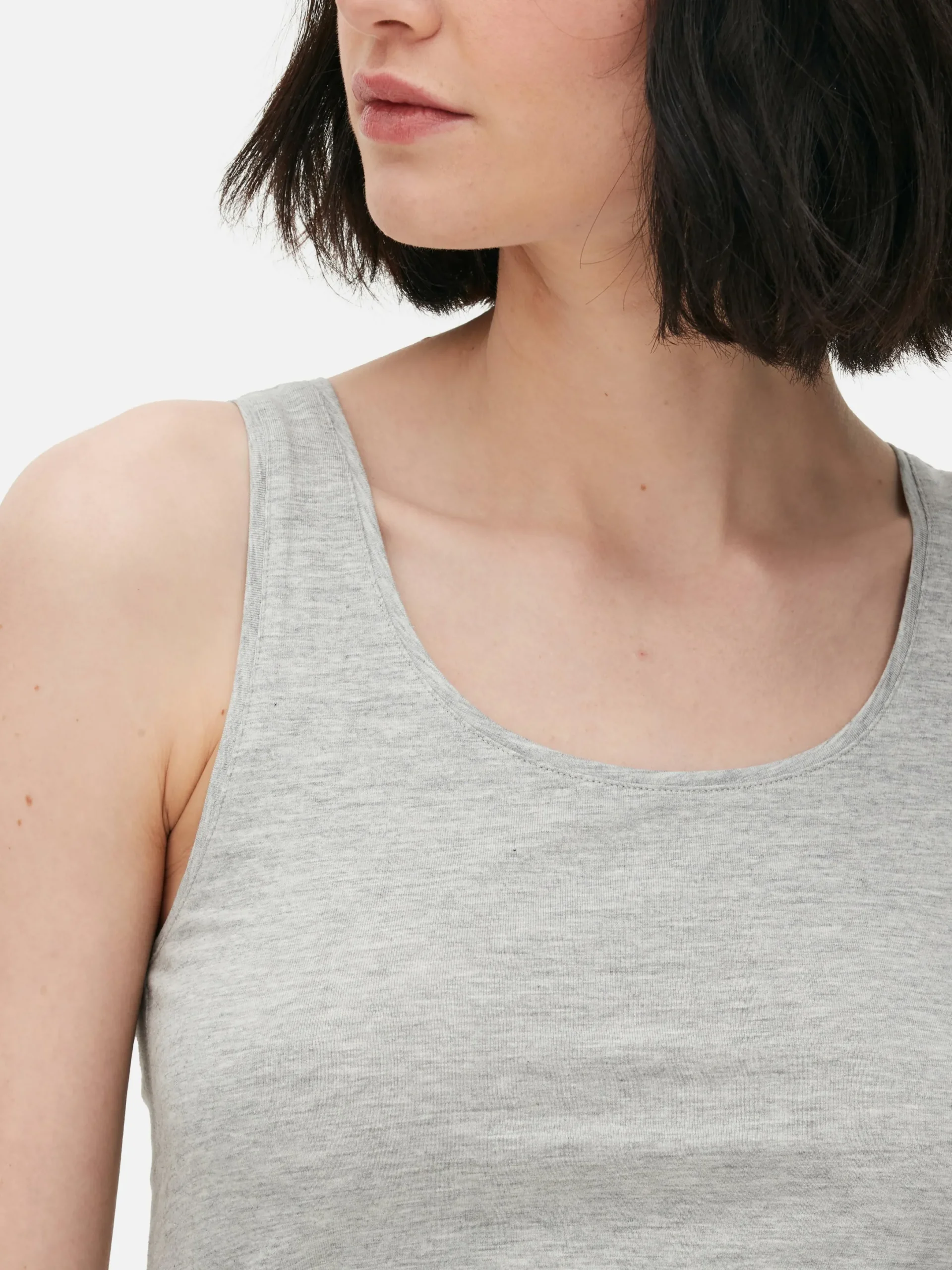 Tops Und T-Shirts|Primark Stretch-Trägertop Mit U-Ausschnitt Grau meliert