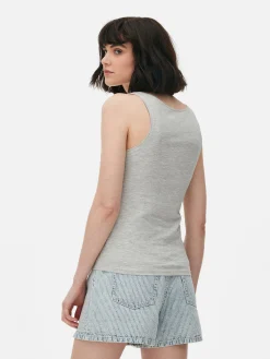 Tops Und T-Shirts|Primark Stretch-Trägertop Mit U-Ausschnitt Grau meliert