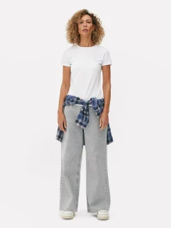 Tops Und T-Shirts|Primark Stretch-T-Shirt Mit Rundhalsausschnitt Weiß