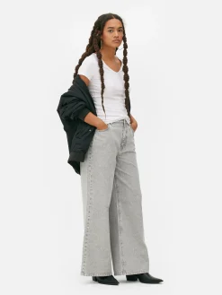 Tops Und T-Shirts|Primark Stretch-T-Shirt Mit V-Ausschnitt Weiß
