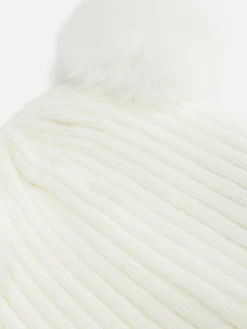 Mützen Und Handschuhe|Primark Strickbeanie Mit Bommel Cremefarben