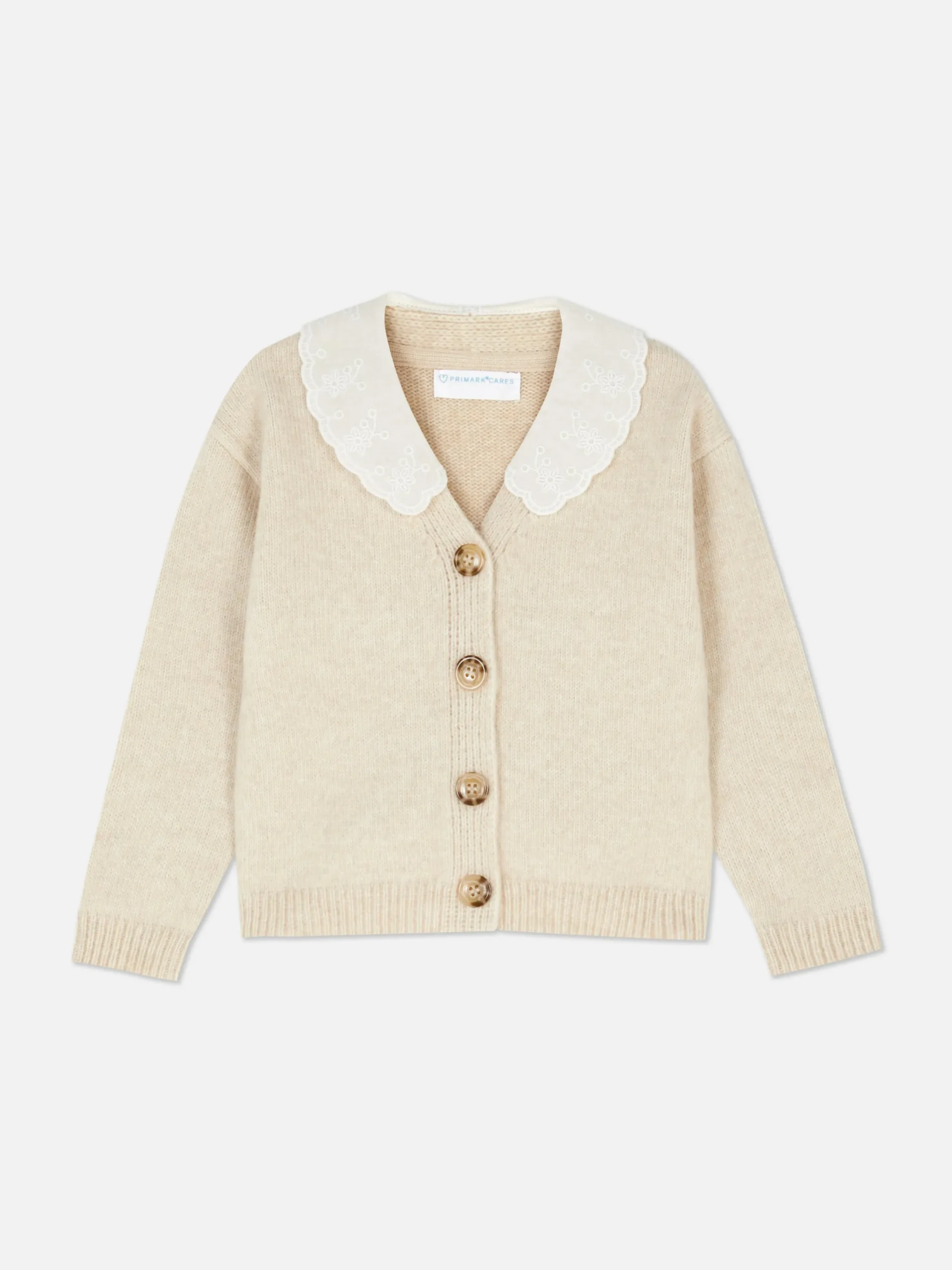 Pullover Und Cardigans|Primark Strickcardigan Mit Besticktem Kragen Beige