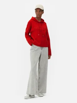 Hoodies Und Sweatshirts|Pullover Und Cardigans|Primark Strick-Hoodie Mit Slogan Rot