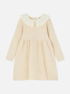 Kleider|Primark Strickkleid Mit Besticktem Kragen Beige