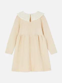 Kleider|Primark Strickkleid Mit Besticktem Kragen Beige