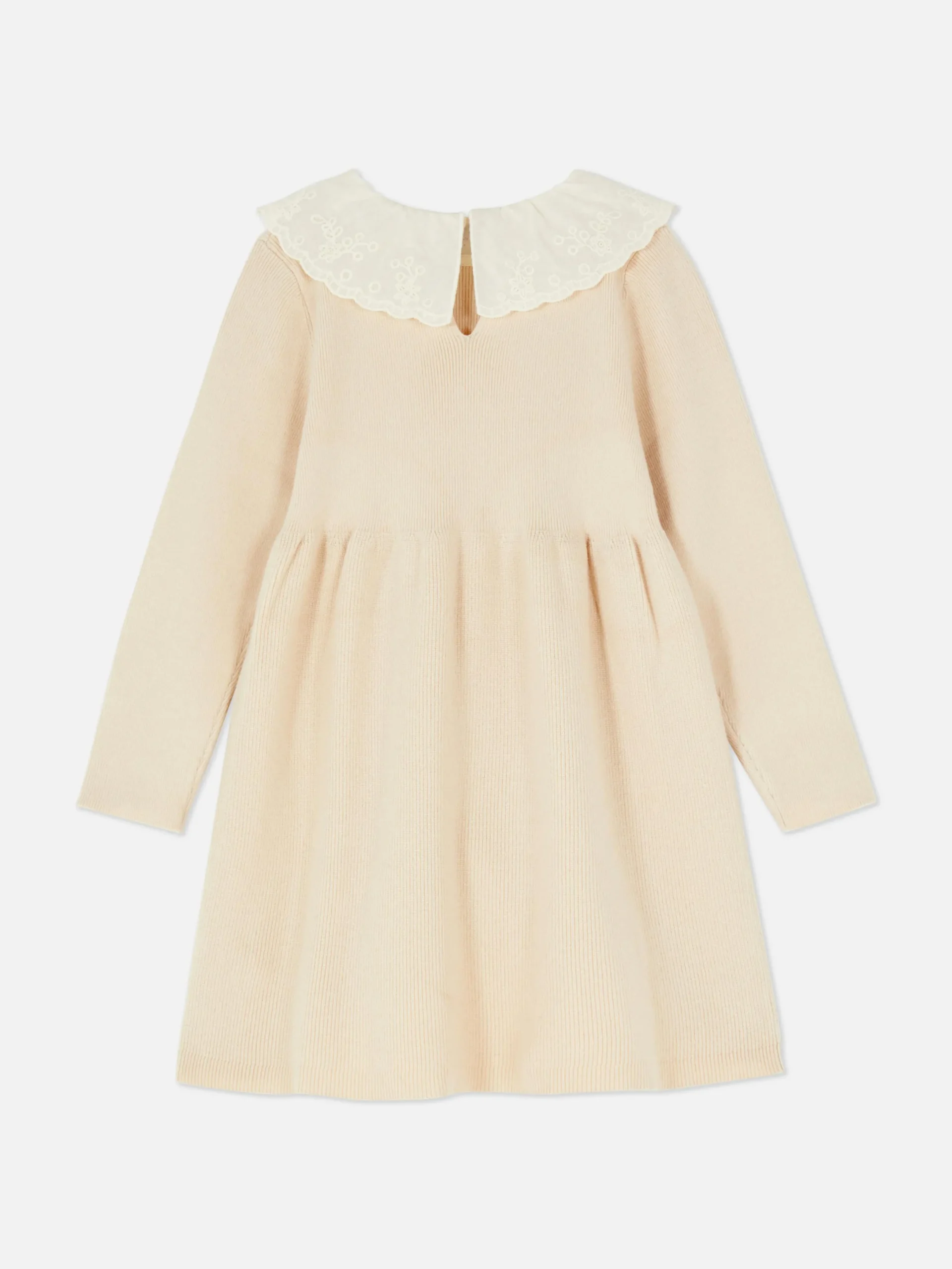 Kleider|Primark Strickkleid Mit Besticktem Kragen Beige