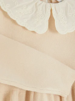 Kleider|Primark Strickkleid Mit Besticktem Kragen Beige