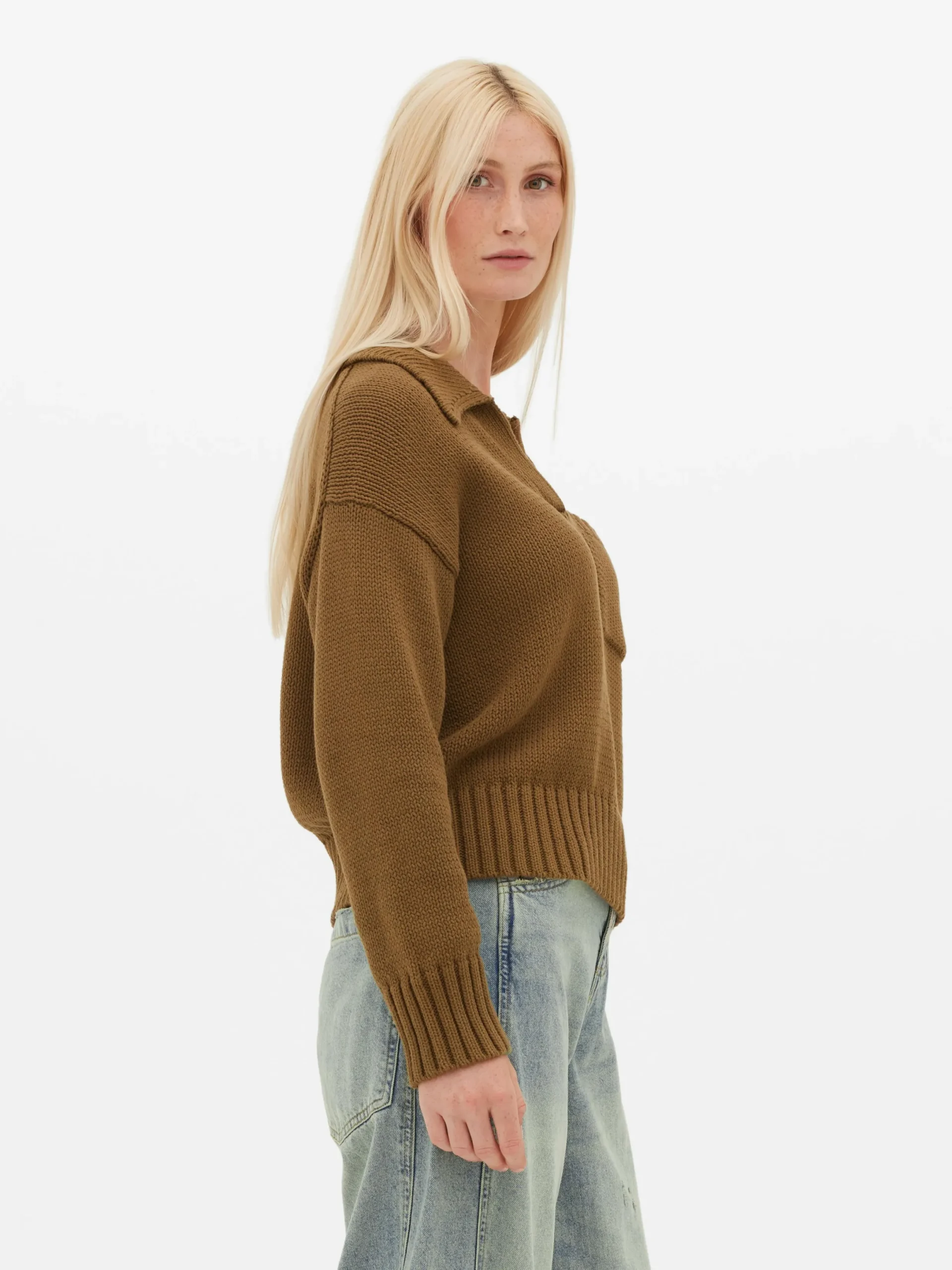Pullover Und Cardigans|Primark Strick-Polopullover Khakifarben