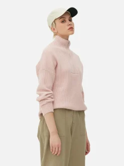 Pullover Und Cardigans|Primark Strickpullover Mit Halbem Reißverschluss Rosa