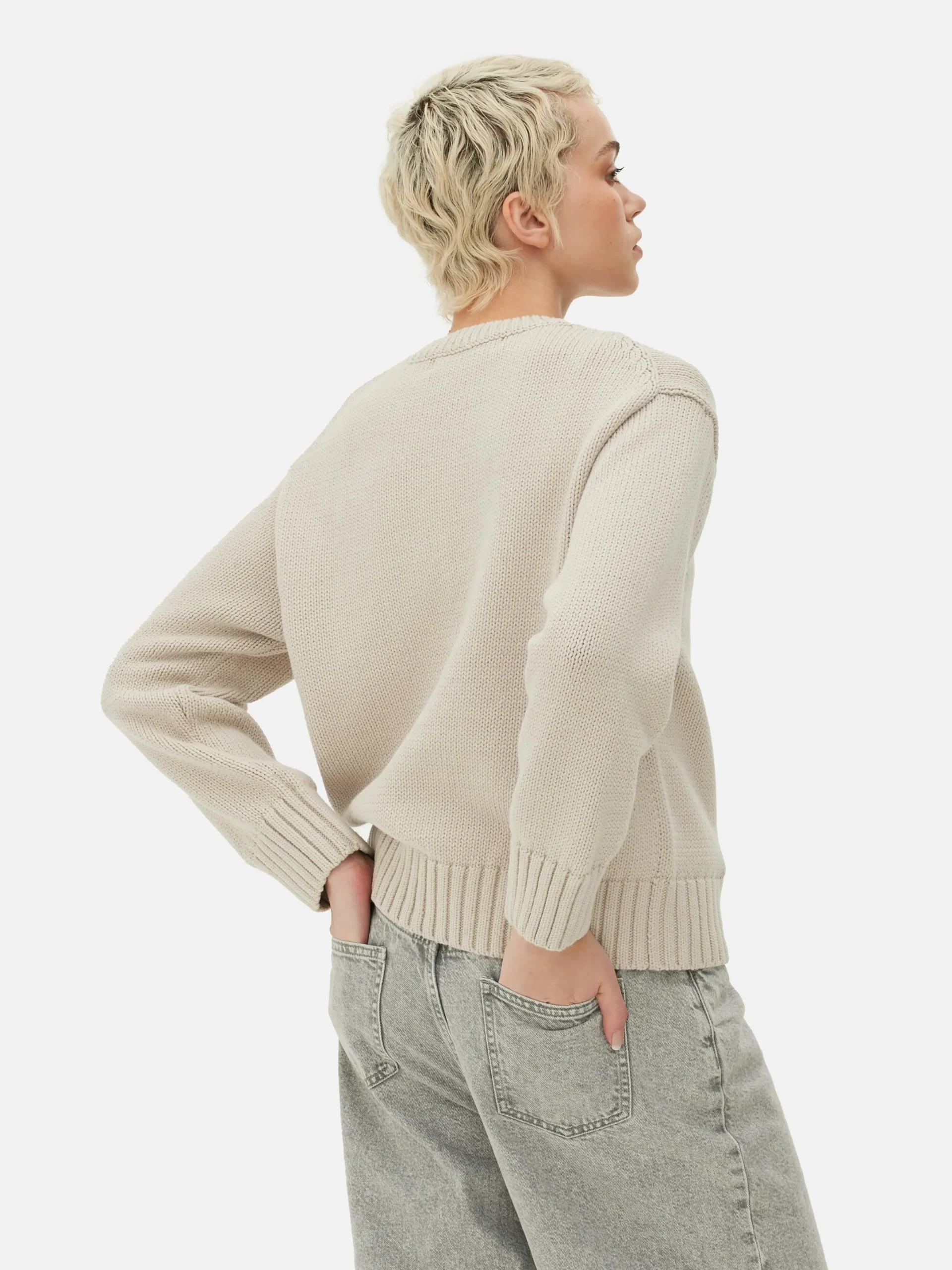 Pullover Und Cardigans|Primark Strickpullover Mit Rundhalsausschnitt Naturfarben