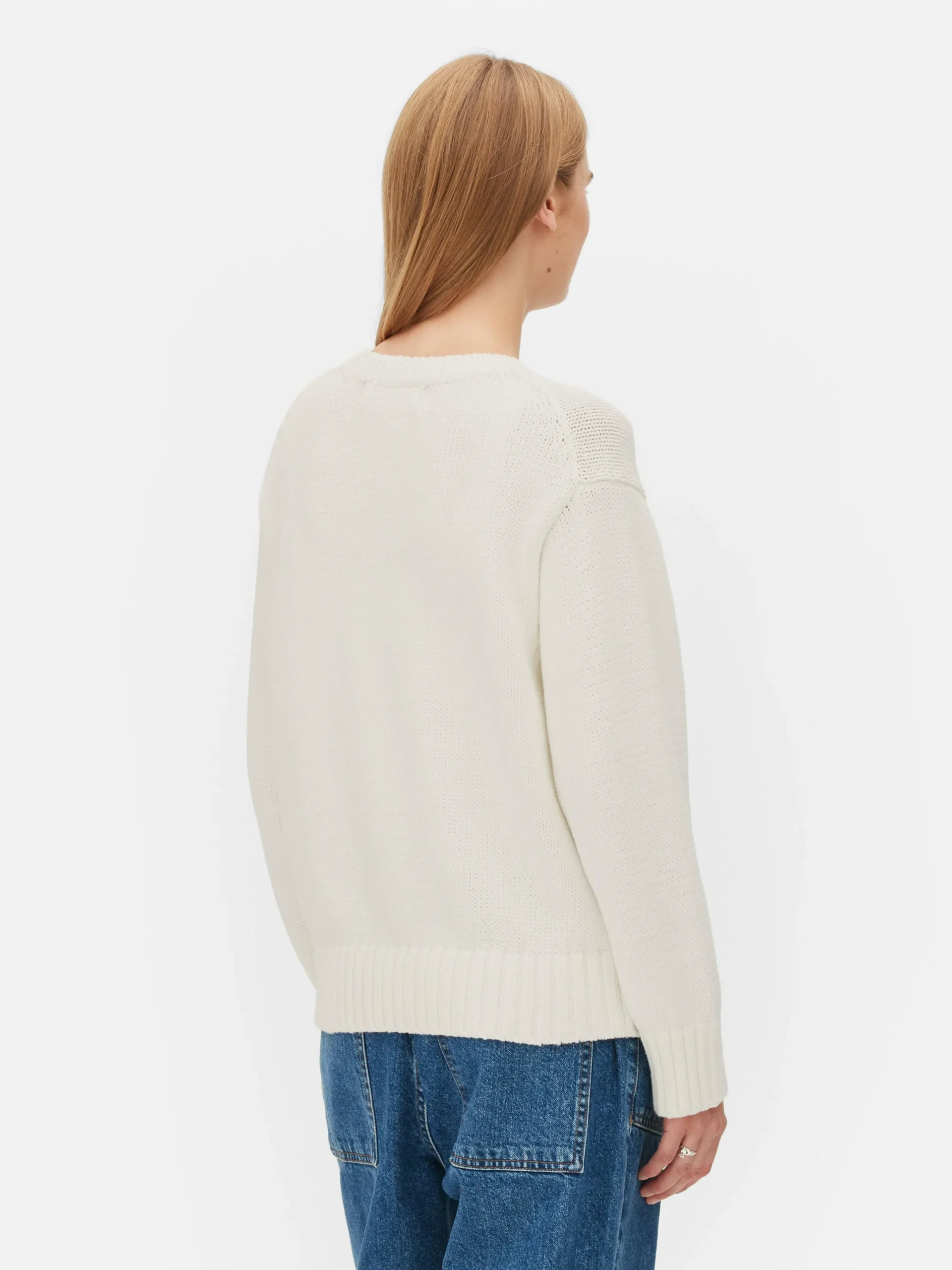 Pullover Und Cardigans|Primark Strickpullover Mit Rundhalsausschnitt Elfenbeinfarben