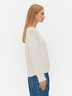 Pullover Und Cardigans|Primark Strickpullover Mit Rundhalsausschnitt Elfenbeinfarben