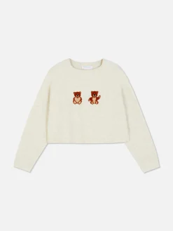 Pullover Und Cardigans|Primark Strickpullover Mit Teddybärmotiv Ecrufarben