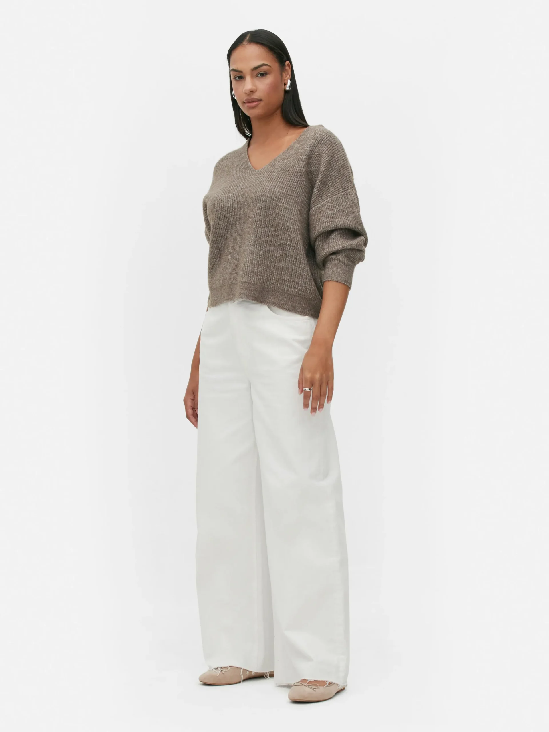 Pullover Und Cardigans|Primark Strickpullover Mit V-Ausschnitt Beige