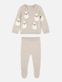 Sets Und Outfits|Primark Strickpullover Und Leggings Mit Schafmotiv Sandfarben