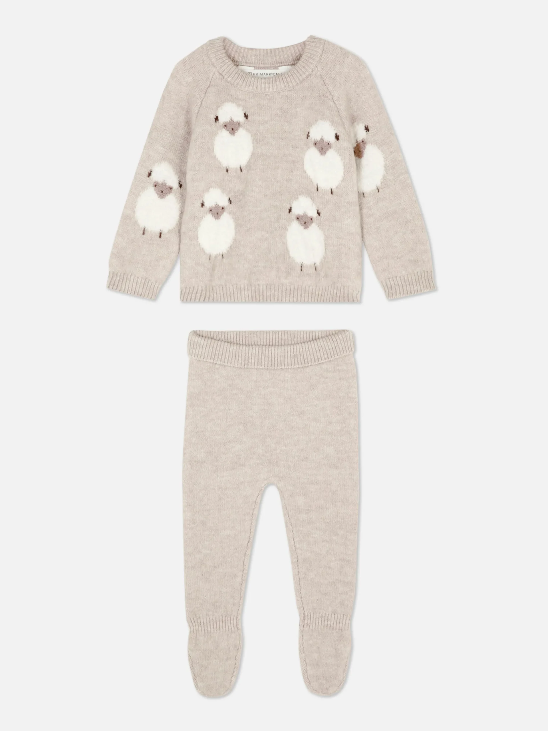 Sets Und Outfits|Primark Strickpullover Und Leggings Mit Schafmotiv Sandfarben